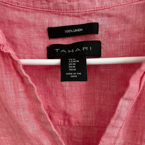 Tahari M Linen Coral Pink/Red Side Button 3/4 sleeves
Summer Tunic Top - Picture 2 of 6